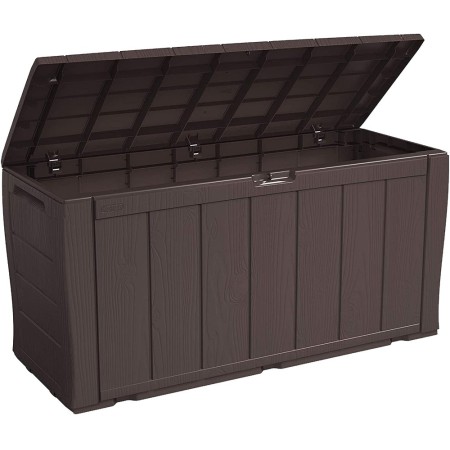 Baule Cassapanca Contenitore Balcone Seduta Marrone 270 Litri Maniglie con Ruote