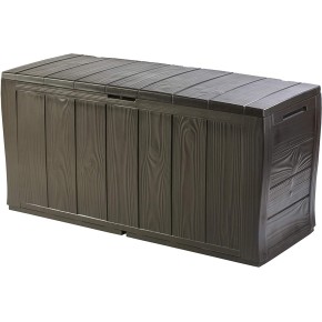Baule Cassapanca Contenitore Balcone Seduta Marrone 270 Litri Maniglie con Ruote