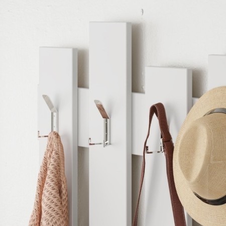 Appendiabiti a Muro in Legno Bianco con Ganci Moderno Mobile ingresso a Parete