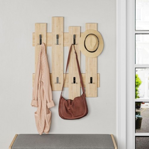 Mobile da Ingresso a Muro Appendiabiti Moderno a Parete in Legno Rovere Ganci