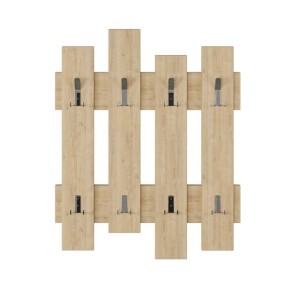 Mobile da Ingresso a Muro Appendiabiti Moderno a Parete in Legno Rovere Ganci