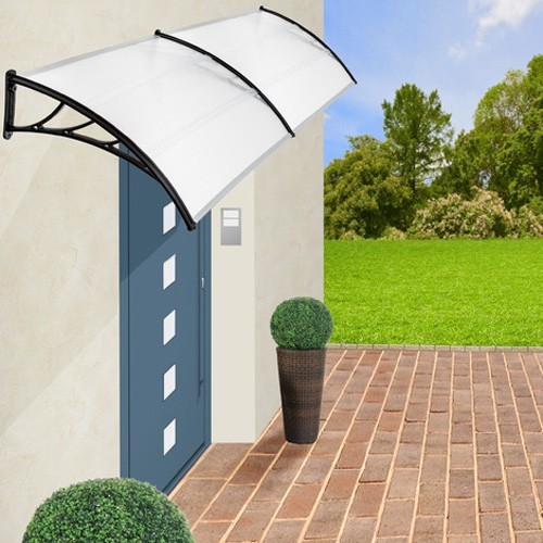 Pensilina 120x80 in Policarbonato Compatto Trasparente Tettoia Ingresso Moderna