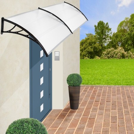 Pensilina 120x80 in Policarbonato Compatto Trasparente Tettoia Ingresso Moderna