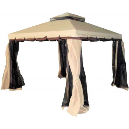 Gazebo Alluminio 3x3 Esterno in Ombreggiante Terrazzo Ecru Zanzariera Quadrato