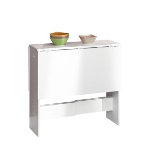 Tavolo per Cucina Sala da Pranzo Salvaspazio in Legno Bianco Moderno Pieghevole 2