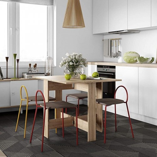 Tavolo a Ribalta Pieghevole in Legno Rovere da Cucina Salvaspazio Moderno Sala