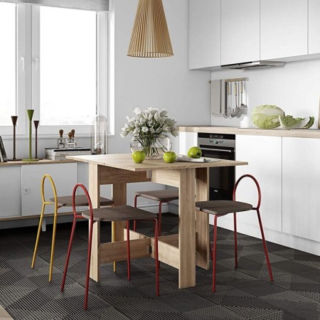 Tavolo a Ribalta Pieghevole in Legno Rovere da Cucina Salvaspazio Moderno Sala