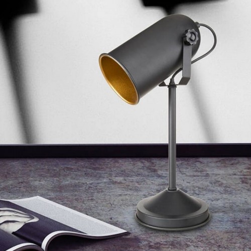 Lampada in Metallo Paralume Direzionabile Attacco Lampadina E27 Nera Pieghevole
