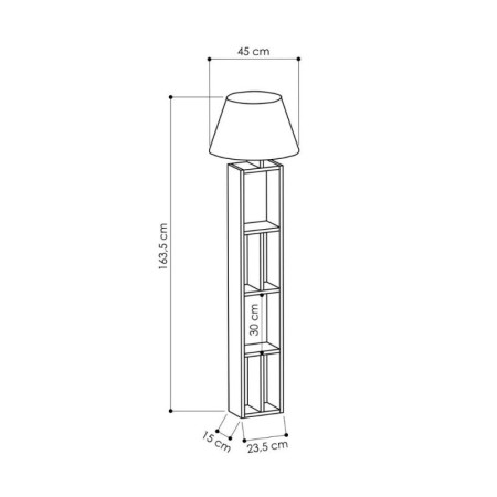 Lampada da Terra con Libreria Legno Paralume Nero Attacco Lampadina E27 Salotto