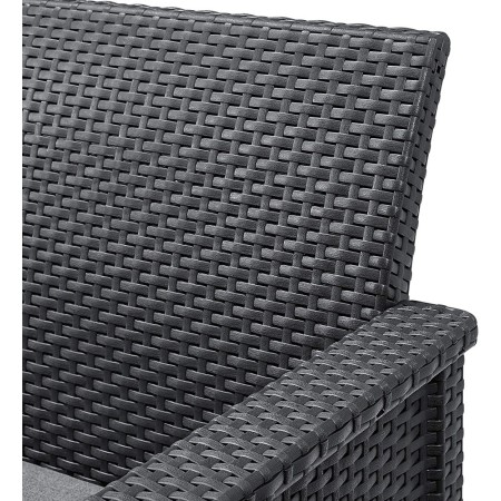 Salottino Poltrone Grafite Moderno con Cuscini Balcone Tavolo Giardino in Resina