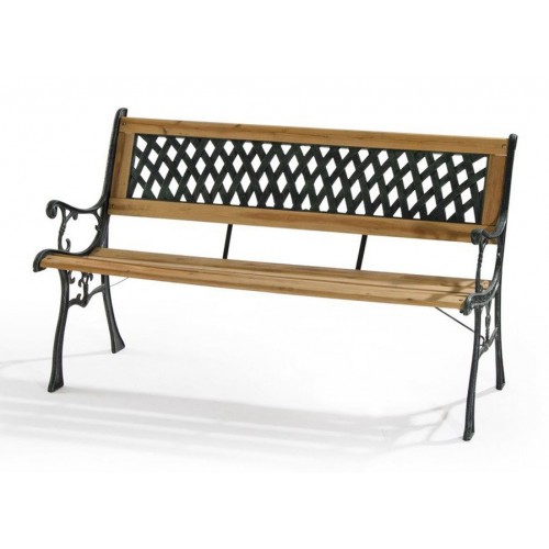 Panchina in Ghisa Legno da Esterno Rombi Panca Arredo Giardino Seduta Terrazzo
