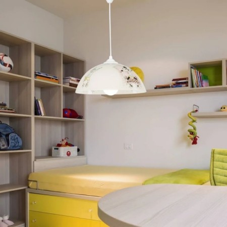 Lampadario Sospeso per Cameretta Ragazzi Lampada a Sospensione Vetro Bianco