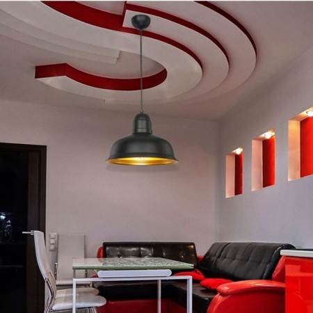 Lampada a Sospensione per Camera Salone in Metallo Nero Lampadario Sospeso