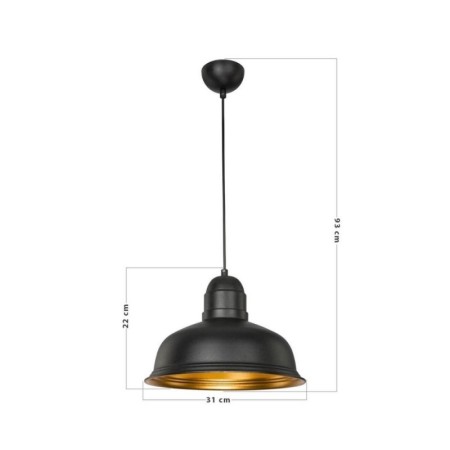Lampada a Sospensione per Camera Salone in Metallo Nero Lampadario Sospeso