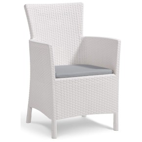 Poltrona Bianca con Cuscino Bar Balcone Patio Resina da Esterno Comfort Comoda