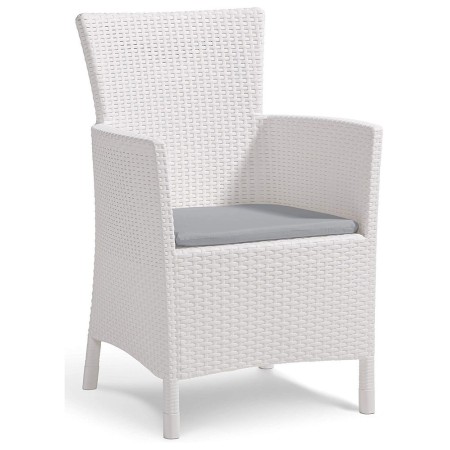 Poltrona Bianca con Cuscino Bar Balcone Patio Resina da Esterno Comfort Comoda