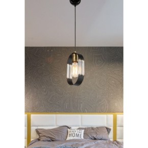 Lampada a Sospensione per Interno Lampadario Metallo e Vetro Nero Pendente Sala 2