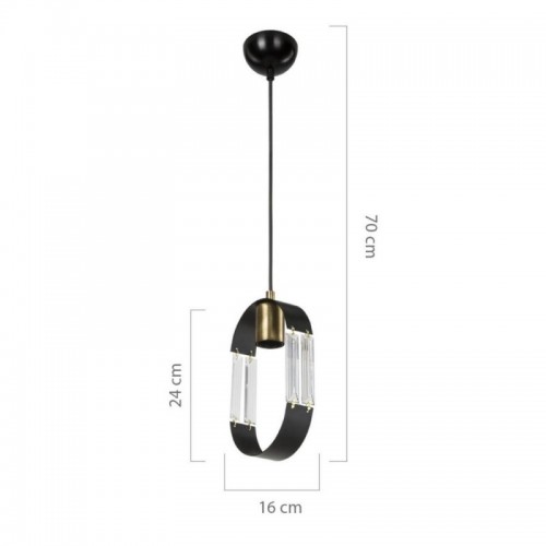 Lampada a Sospensione per Interno Lampadario Metallo e Vetro Nero Pendente Sala
