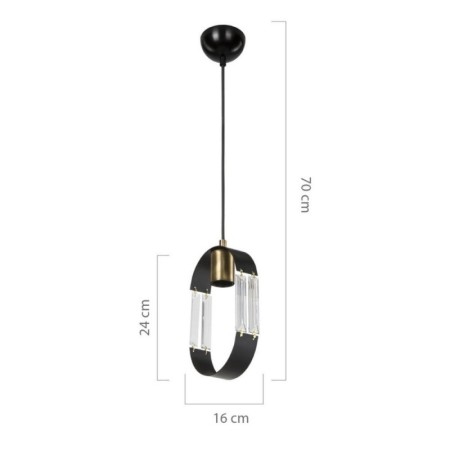 Lampada a Sospensione per Interno Lampadario Metallo e Vetro Nero Pendente Sala