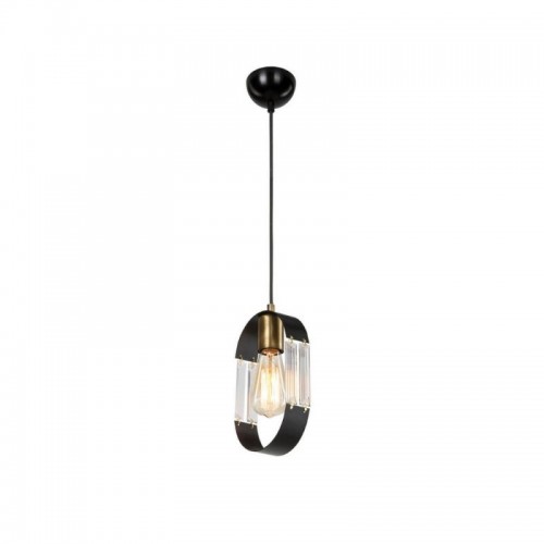 Lampada a Sospensione per Interno Lampadario Metallo e Vetro Nero Pendente Sala