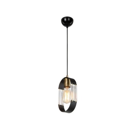 Lampada a Sospensione per Interno Lampadario Metallo e Vetro Nero Pendente Sala