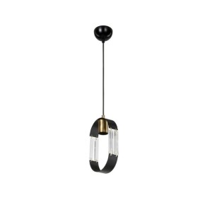 Lampada a Sospensione per Interno Lampadario Metallo e Vetro Nero Pendente Sala