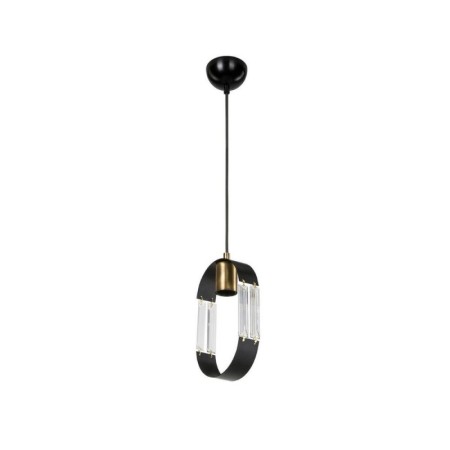 Lampada a Sospensione per Interno Lampadario Metallo e Vetro Nero Pendente Sala