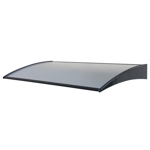 Pensilina Tettoia 140x75 in Alluminio Nero da Esterno Portone Staffe Sopra Porta