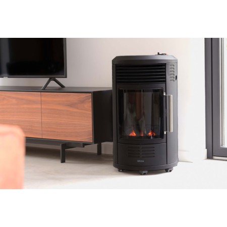 Stufa a Gas 3.4kW Infrarossi Effetto Camino Catalitica Fiamma Vera