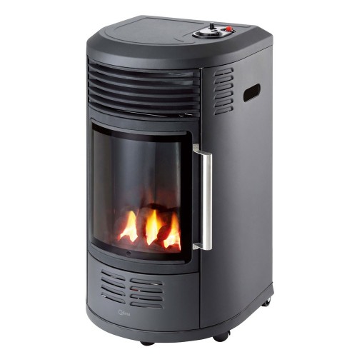 Stufa a Gas 3.4kW Infrarossi Effetto Camino Catalitica Fiamma Vera