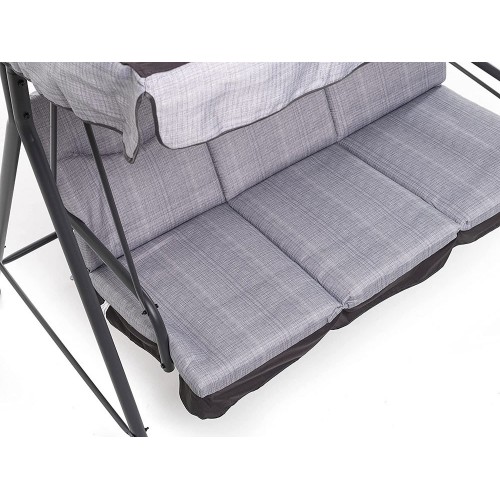 Dondolo 3 Posti Antracite Amaca Seduta Cuscini Tettuccio da Giardino | BricoShop24