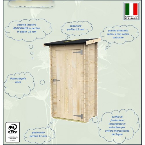 Armadio Casetta in Legno con Pavimento Ripostiglio Attrezzi da Giardino Balcone | BricoShop24