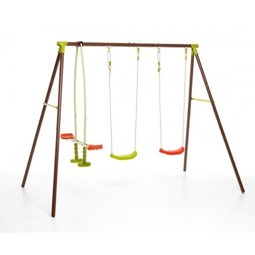 Altalena in acciaio 4 Posti Seggiolini a Tavoletta per Bambini Esterno | BricoShop24