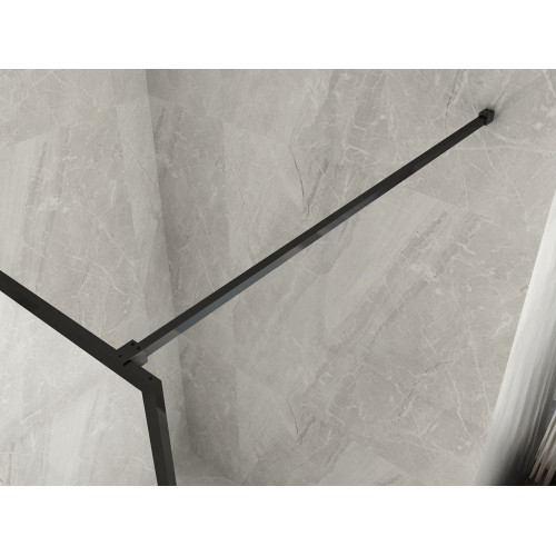 Parete Doccia Walk In Fissa 120 140 Box 8mm Profili Neri | BricoShop24