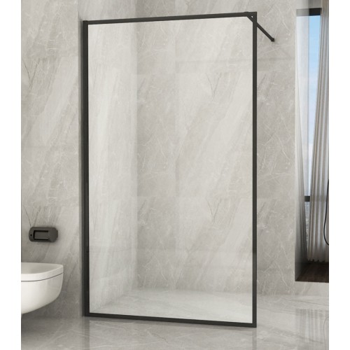 Parete Doccia Walk In Fissa 120 140 Box 8mm Profili Neri | BricoShop24