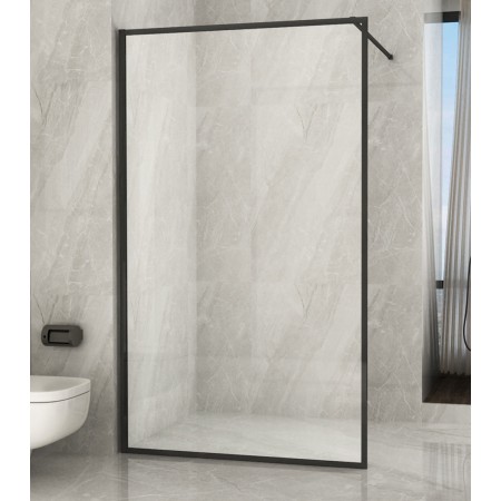 Parete Doccia Walk In Fissa 120 140 Box 8mm Profili Neri | BricoShop24