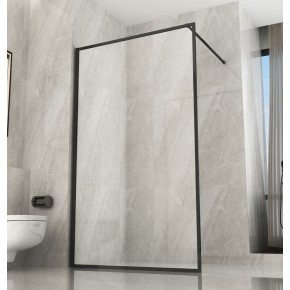 Parete Doccia Walk In Fissa 120 140 Box 8mm Profili Neri | BricoShop24