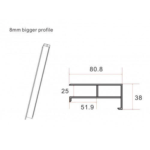 Profilo di Compensazione Estensione Box Doccia 195 cm Cristallo 8 mm