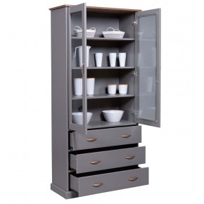 Vetrina Credenza Grigia Alta Mobile 2 Ante con Cassetti da Cucina | BricoShop24 2