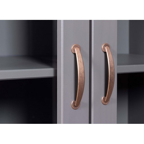 Vetrina Credenza Grigia Alta Mobile 2 Ante con Cassetti da Cucina | BricoShop24