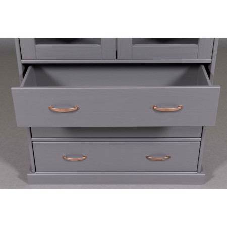 Vetrina Credenza Grigia Alta Mobile 2 Ante con Cassetti da Cucina | BricoShop24