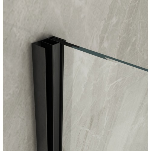 Parete Doccia Walk In Scorrevole 100 120 140 160 180 Box 8mm Profili Neri