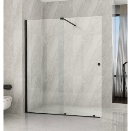 Parete Doccia Walk In Scorrevole 100 120 140 160 180 Box 8mm Profili Neri
