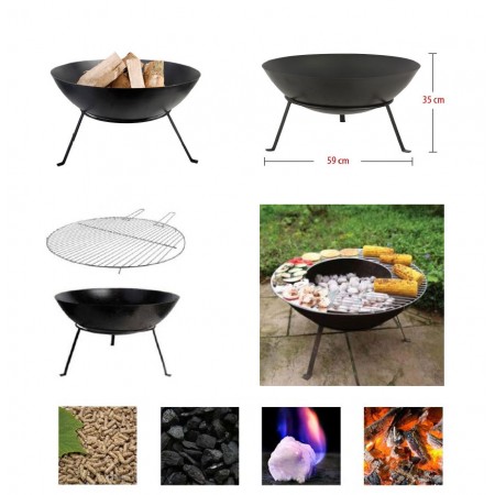 Braciere Portatile Barbecue da Esterno Giardino per Legna | BricoShop24