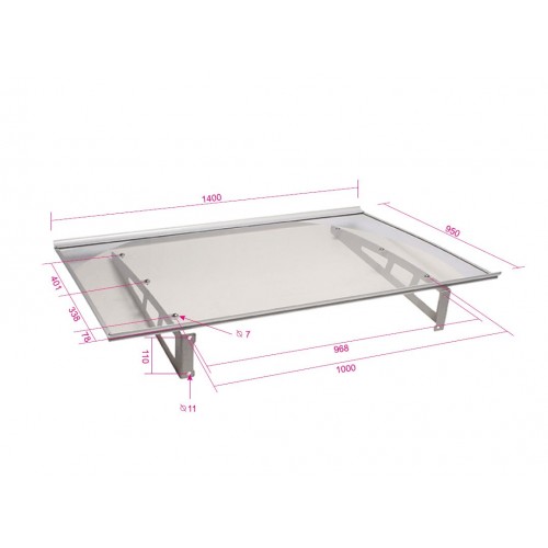 Pensilina in Alluminio 140x100 Policarbonato Trasparente | BricoShop24