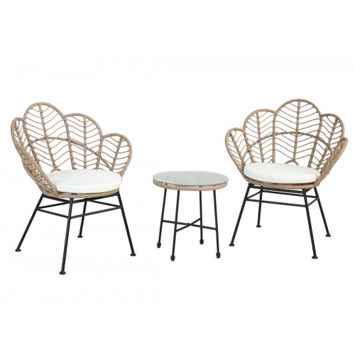 Salotto per Esterno Acciaio Polyrattan 2 Poltrone Tavolino | BricoShop24