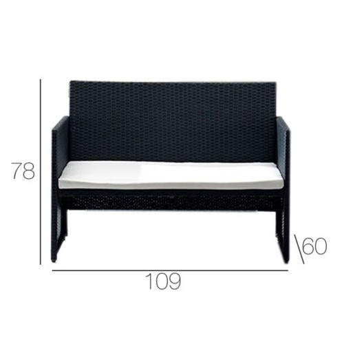 Salotto Polyrattan Esterno Giardino Rattan Sintetico Divano 2 Poltrone Tavolino