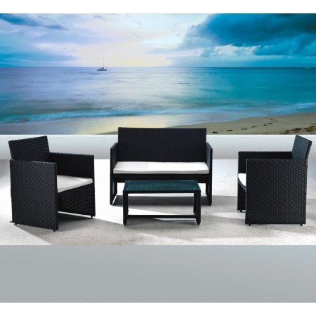 Salotto Polyrattan Esterno Giardino Rattan Sintetico Divano 2 Poltrone Tavolino