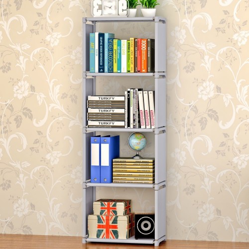 Mobile Libreria a Giorno Grigia in Acciaio Scaffale con 5 Ripiani | Bricoshop24