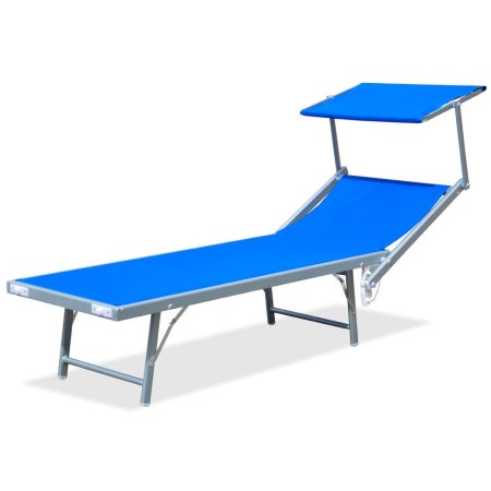 Lettino Mare Blu Sole Stabilimento Leggero Alluminio Spiaggia Arredo Giardino